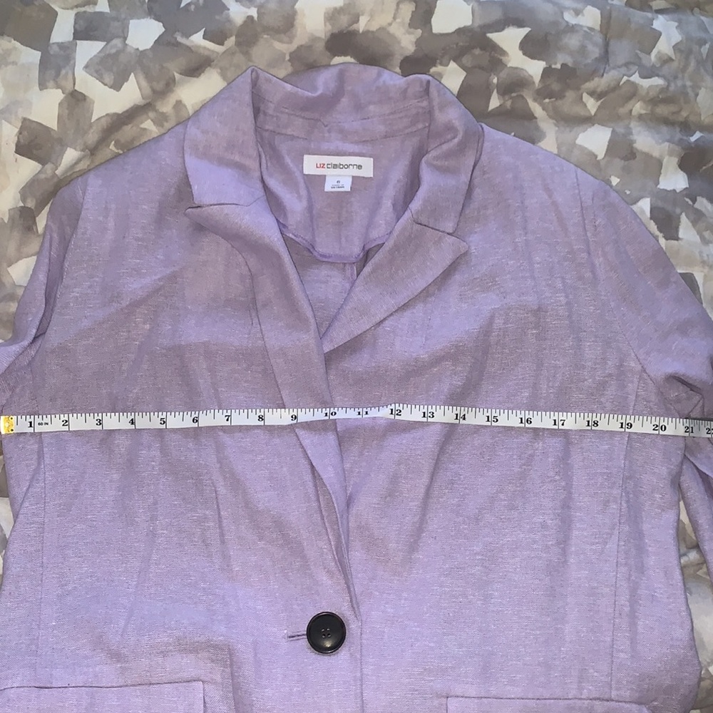 Liz Clairboune | Classic Fit Linen Blazer in Lavender Size 6 - Picture 11 of 11